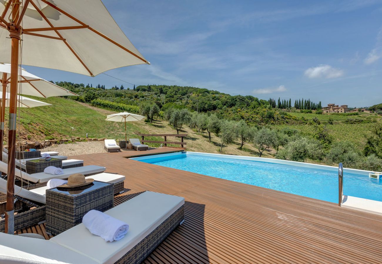 Villa a Panzano - AMORE RENTALS - Villa Le Scuderie con Piscina Interna Riscaldata, Giardino, Terrazzi e Parcheggio 