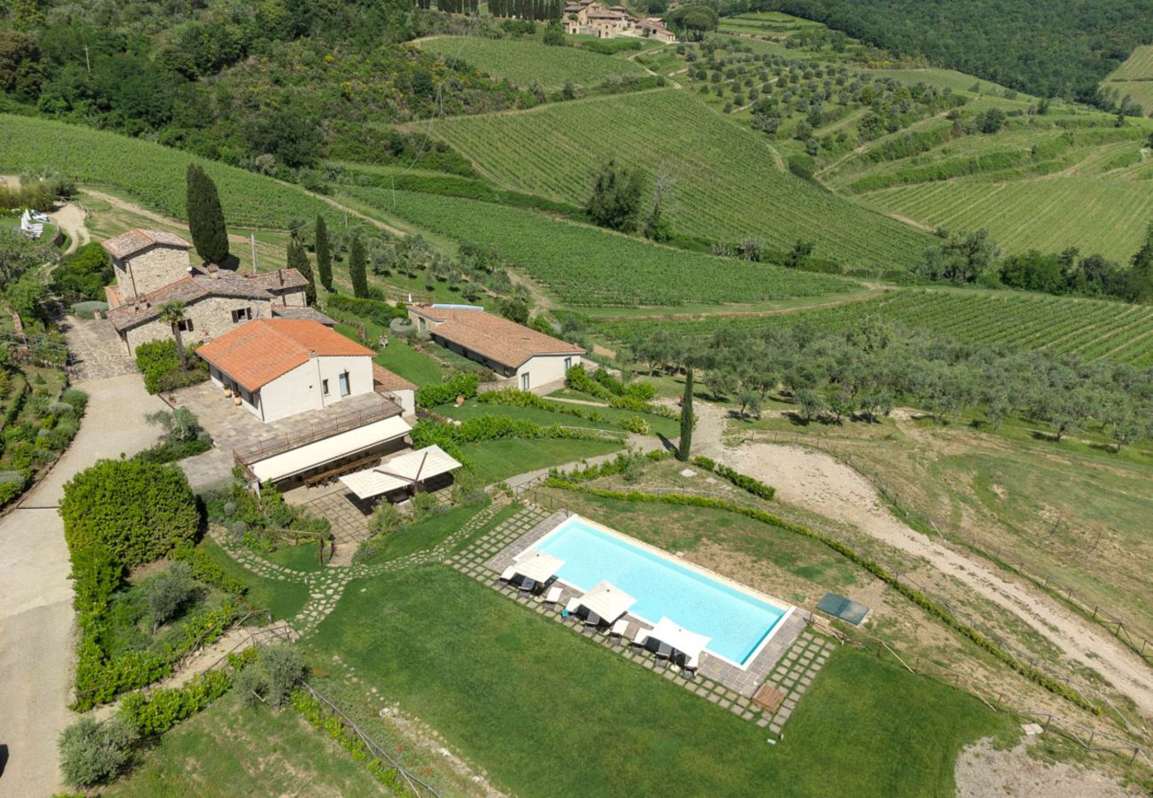 Residence in Panzano - Ville La Marcellina with Private Pools, Garden, Terraces, Ideal for Weddings